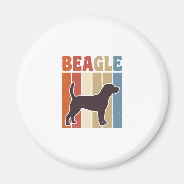 Imán Diseño vectorial de raya retro de perro Beagle vin (Frente)