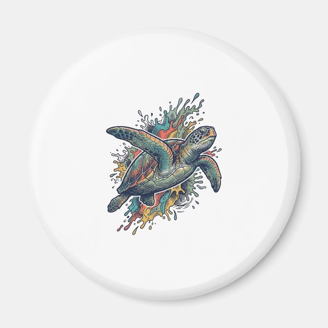 Imán Diseño vectorial de salpicadura de tortuga marina  (Frente)
