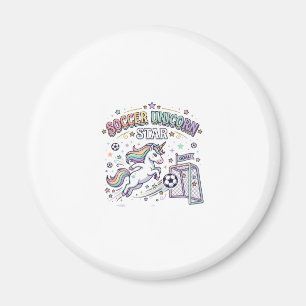 Imán Diseño Vectorial Divertido Estrella Fútbol Unicorn