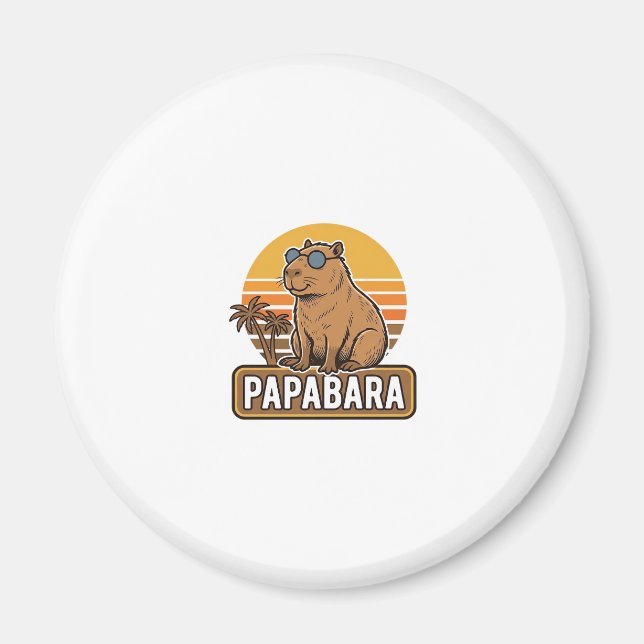 Imán Diseño vectorial PAPABARA Capybara padre retro_1 (Frente)