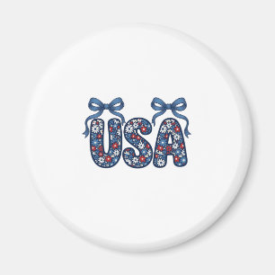 Imán Diseño vectorial patriótico de lazo floral USA_1