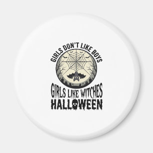 Imán Diseño vectorial vintage de Halloween de chicas co