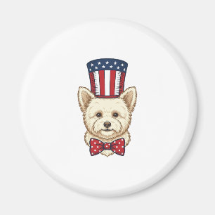 Imán Diseño vectorial vintage de perro patriótico con s