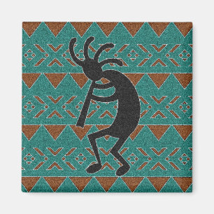 Imán Diseño verde azulado del Sudoeste de Kokopelli