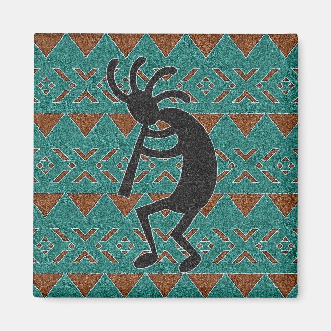 Imán Diseño verde azulado del Sudoeste de Kokopelli (Frente)