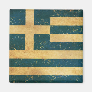 Imán Diseño vintage grunge de la bandera de Grecia