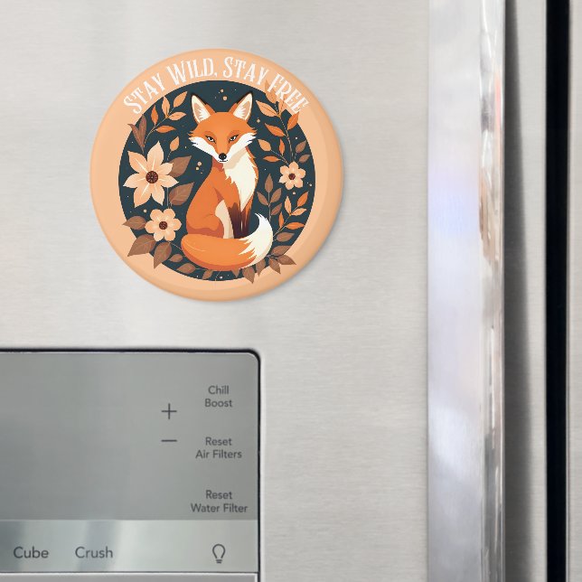 Imán Diseño Woodland de Boho Fox "Stay Wild, Stay Free" (In situ (nevera))