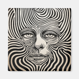 Imán Diseños psicodélicos en blanco y negro