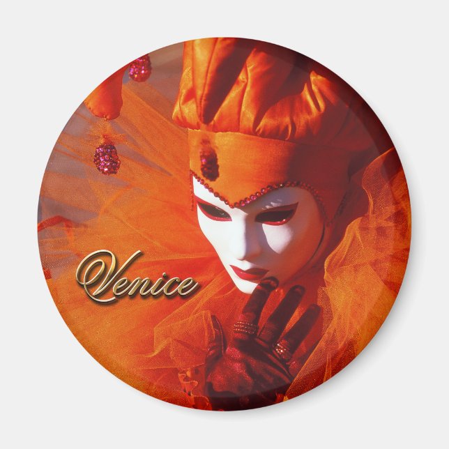 Imán Disfraces de Carnaval naranja - Venecia, Italia (I (Frente)