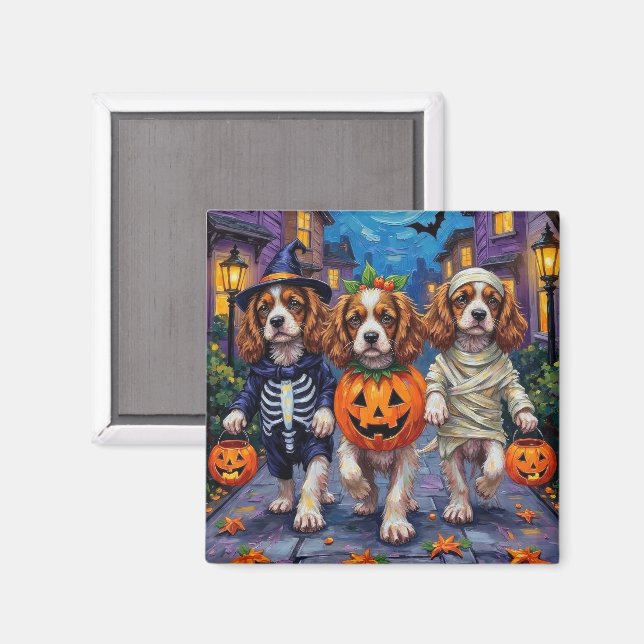 Imán Disfraces de Halloween para Cavalier King Charles  (Anverso/Reverso)