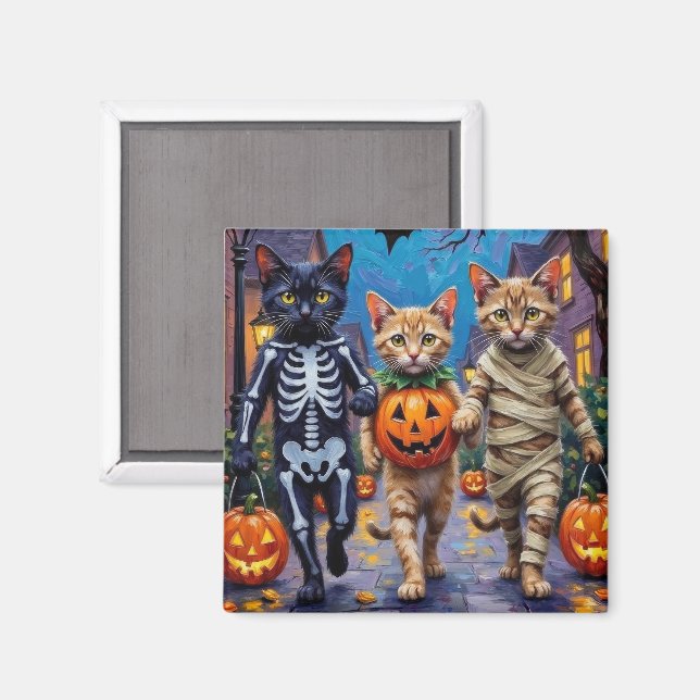Imán Disfraces de Halloween para gatos siameses haciend (Anverso/Reverso)
