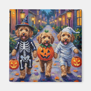 Imán Disfraces de Halloween para Goldendoodle haciendo