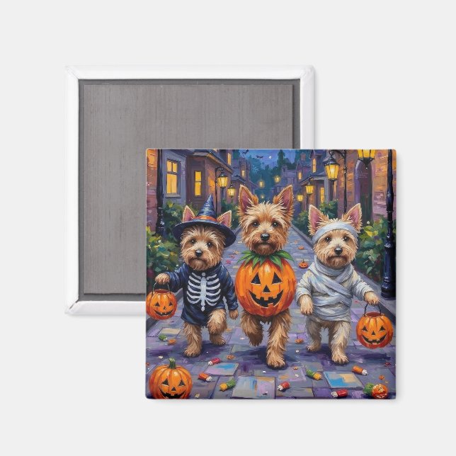Imán Disfraces de Halloween para pedir dulces de Cairn  (Anverso/Reverso)