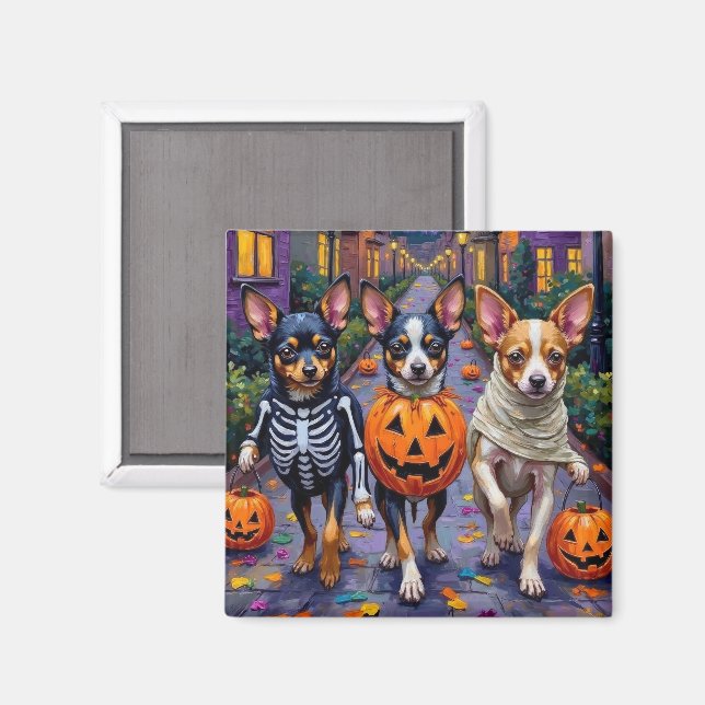 Imán Disfraces de Halloween para perros Papillon hacien (Anverso/Reverso)