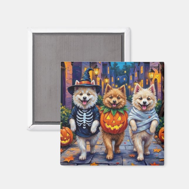 Imán Disfraces de Halloween para perros Samoyedo hacien (Anverso/Reverso)