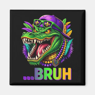 Imán Disfraz de Alligator Bruh Mardi Gras para hombres,