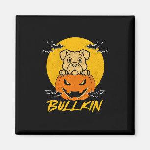 Imán Disfraz de calabaza de Halloween Bulldog divertido
