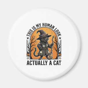 Imán Disfraz de gato de Halloween divertido gato bruja