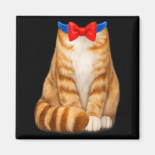 Imán Disfraz de gato naranja lazo tabby lindo divertido
