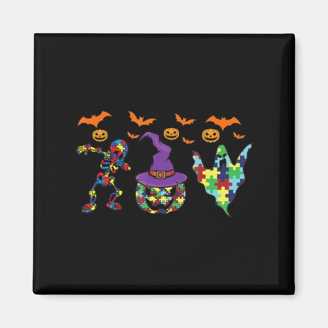 Imán Disfraz de Halloween Autism Awareness Pumpkin Witc (Frente)