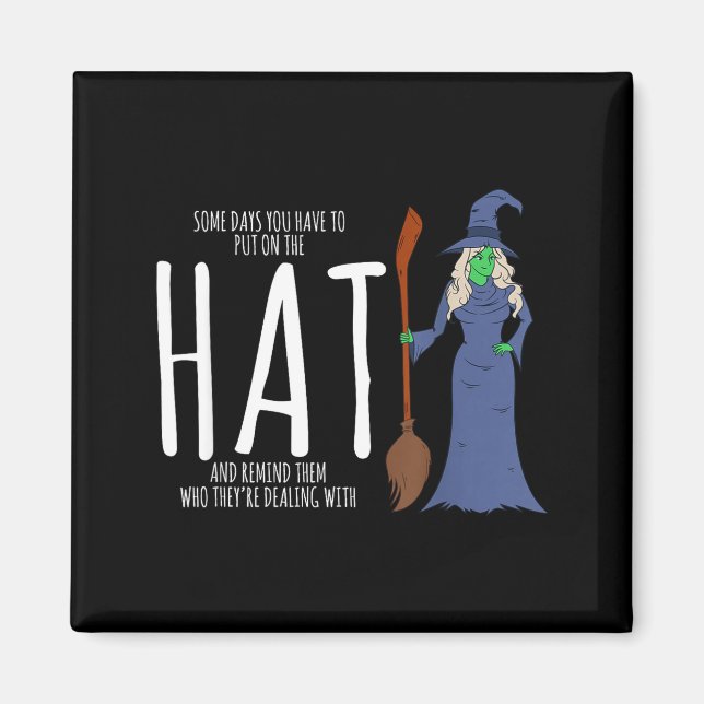 Imán disfraz de Halloween - bruja con declaración diver (Frente)