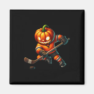 Imán Disfraz de Halloween de cara de calabaza de hockey
