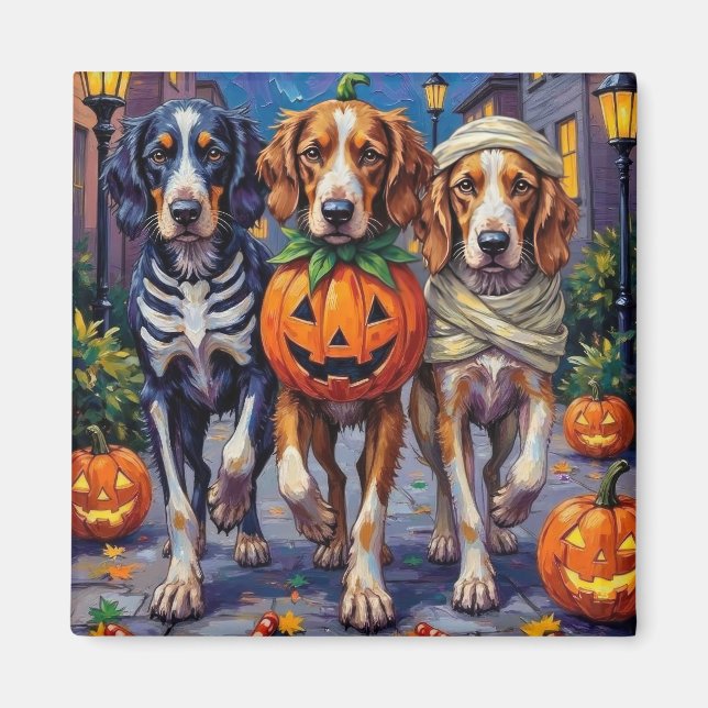 Imán Disfraz de Halloween para Trick-or-Treat de Setter (Frente)