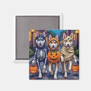 Imán Disfraz de Halloween para trucos o trato de Husky 