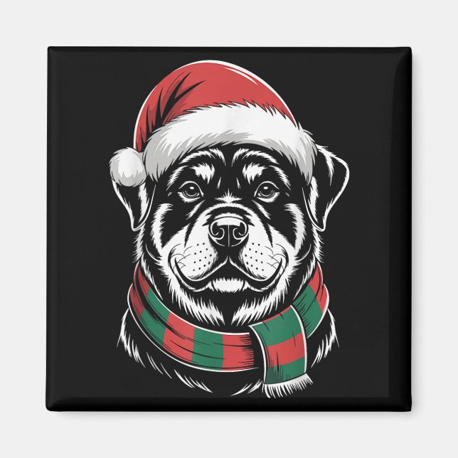Imán Disfraz de Navidad para perro Rottweiler con sombr (Frente)