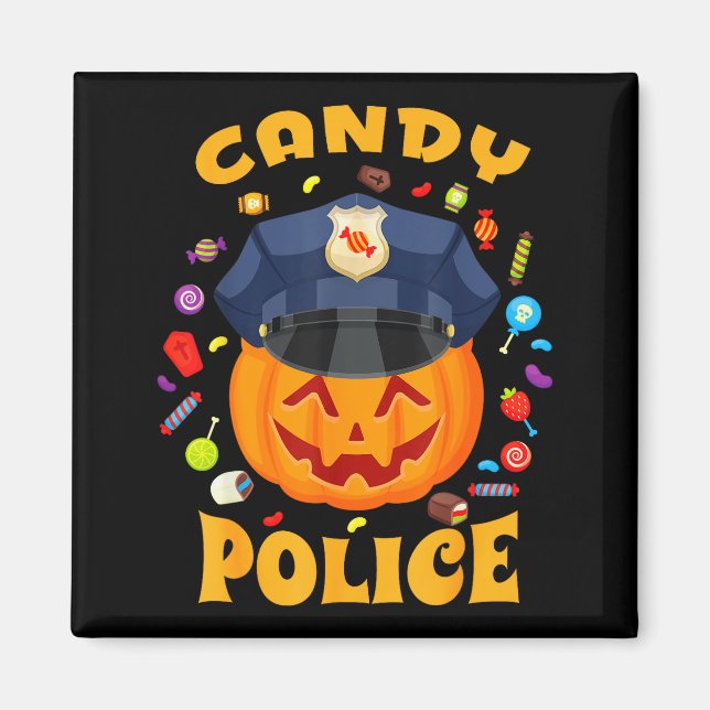 Imán Disfraz de seguridad de fiesta de Halloween de pio (Frente)