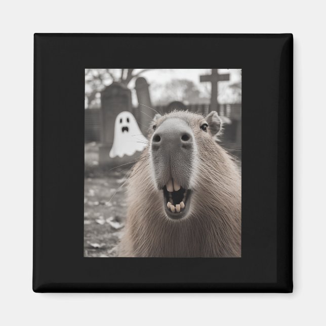 Imán Disfraz divertido de fantasma de capybara para Hal (Frente)