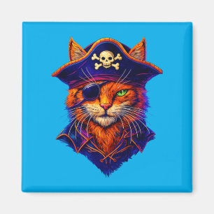 Imán Disfraz Divertido de Gatito Pirata de Halloween Pa