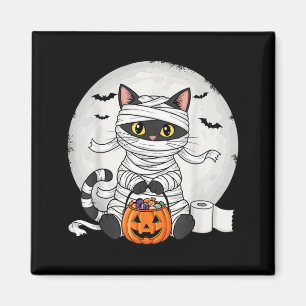 Imán Disfraz Divertido de Momia Gata Negra para Hallowe