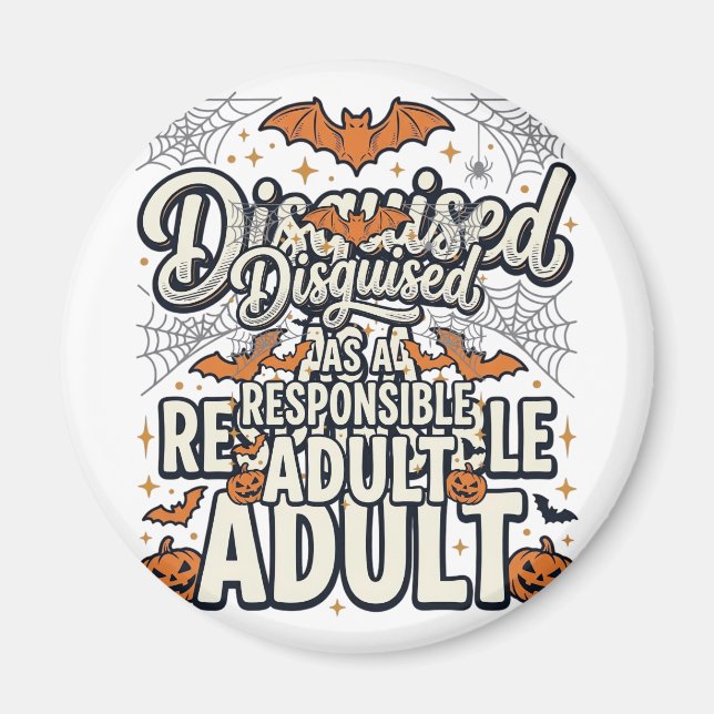 Imán Disfrazado de adulto responsable Halloween Vector (Frente)