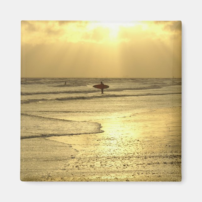 Imán Disfrutando de la playa al atardecer (Frente)