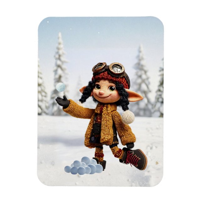 Imán Disfrutando un día de nieve (Vertical)