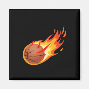 Imán Disparo De Baloncesto Con Pelota De Fuego Es Incen