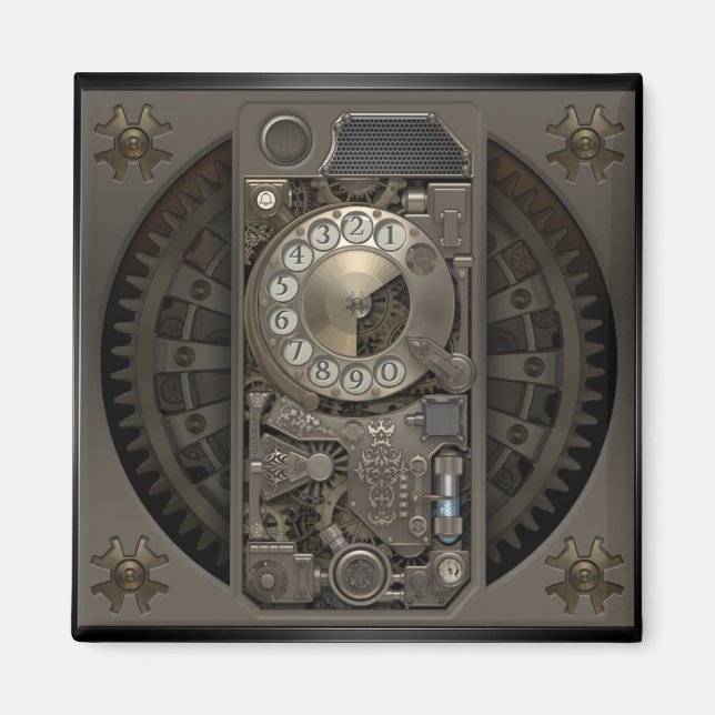 Imán Dispositivo Steampunk - Teléfono de marcación rota (Frente)