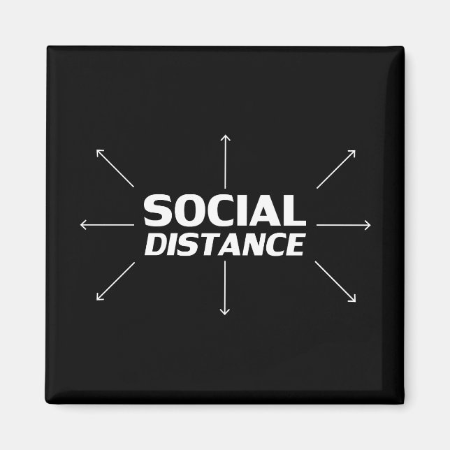 Imán Distancia social tipografía moderna flechas negro  (Frente)
