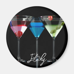 Imán Distintos cócteles con gafas de martini en negro