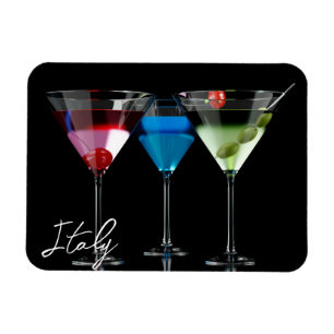 Imán Distintos cócteles con gafas de martini en negro