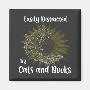Imán Distracción fácil por gatos y libros