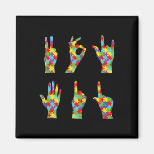 Imán Diversión ASL Amor Rótulo Lenguaje Autismo Concien