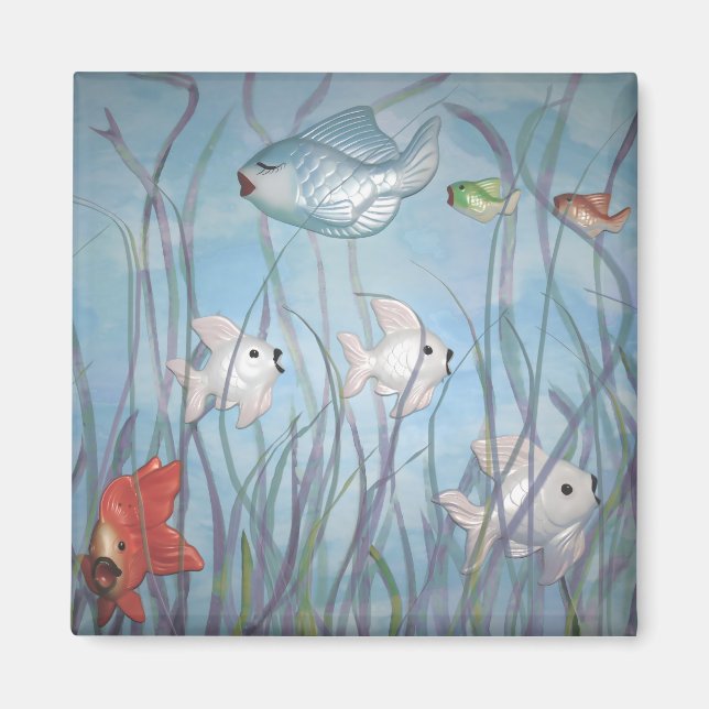 Imán diversión con peces de crema (Frente)