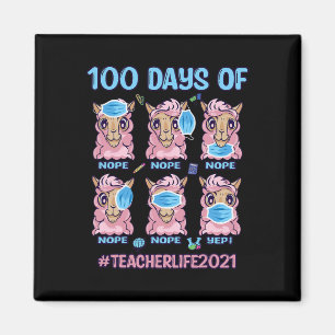 Imán Diversión De 100 Días De Maestra Escolar Llama Usa