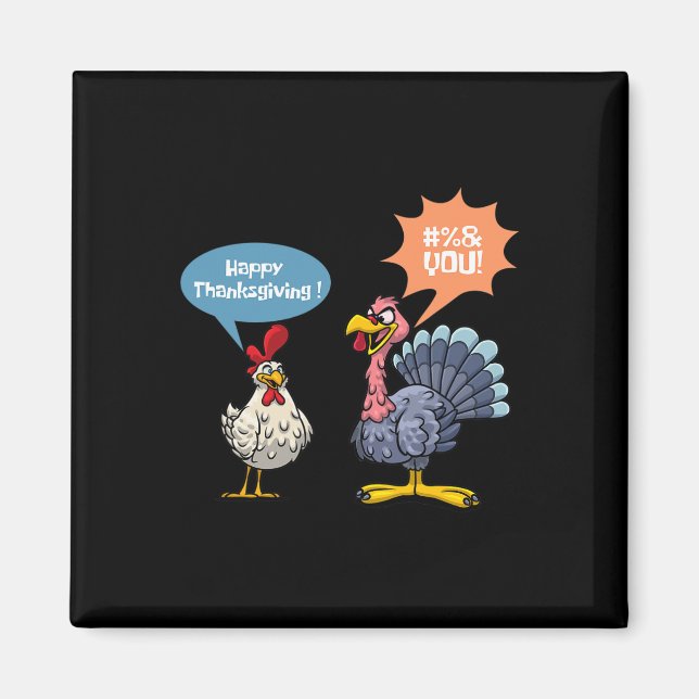 Imán Diversión de Acción de Gracias Turquía vs. pollos  (Frente)