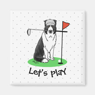 Imán Diversión del perro collie de borde jugando al gol