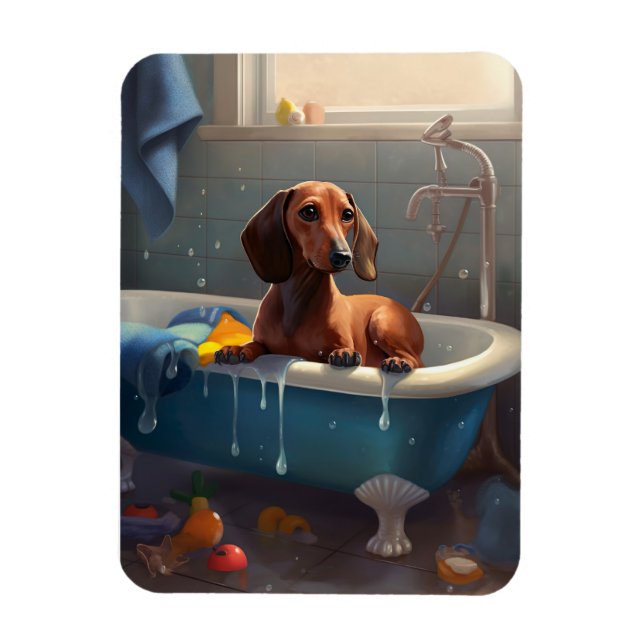 Imán Diversión en el baño del Dachshund  (Vertical)