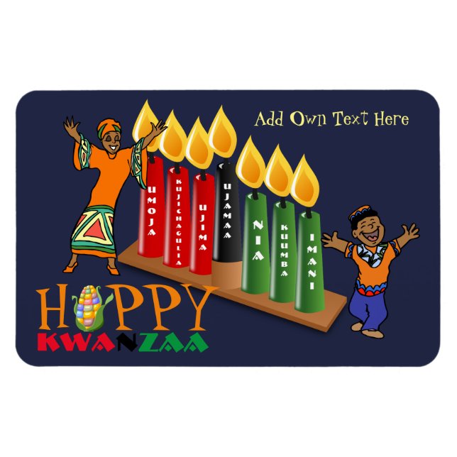 Imán Diversión Feliz Kwanzaa 7 Principios Personalizado (Horizontal)