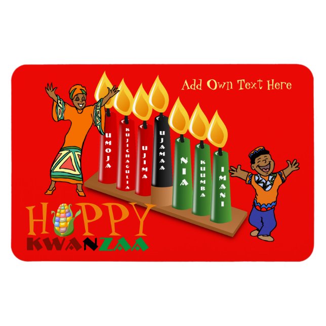 Imán Diversión Feliz Kwanzaa 7 Principios Personalizado (Horizontal)